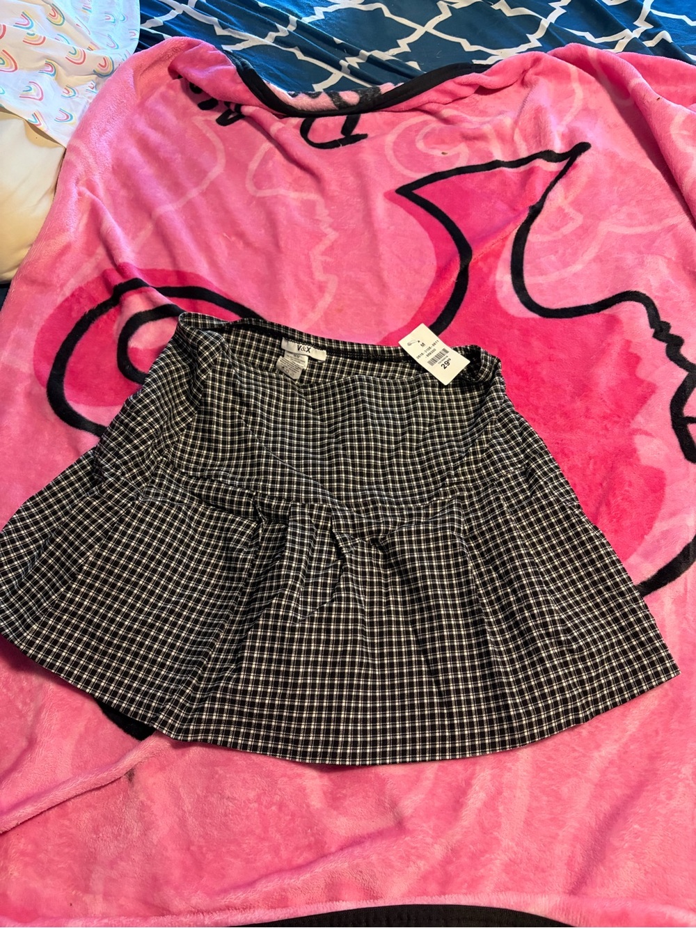 Vix Black and White Checked Peplum Skirt